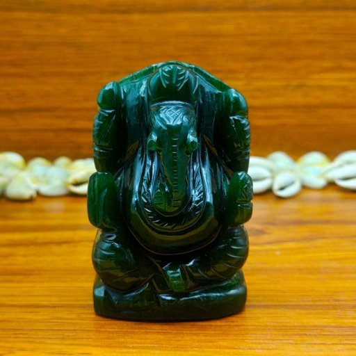 Lord Ganesh Handcarved Natural Aventurine Gemstone Handmade Statue